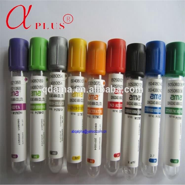 Medical PET disposable vacutainer yellow vacuum blood collection tube